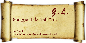 Gergye Lóránt névjegykártya
